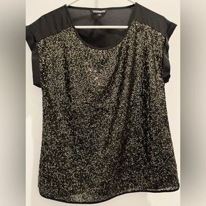 Express black gold sequined top
